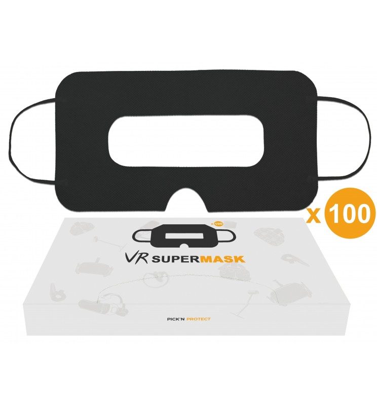 [100er-Pack] Hygienische Einweg-VR-Helmschutzmaske, Schwarz, Universal - SuperMask