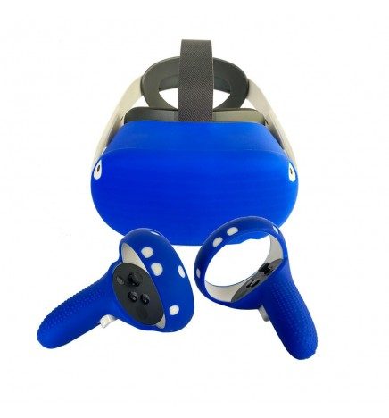 Protection silicone manette et casque pour Oculus Quest 2 (bleu)  Immersive Display France