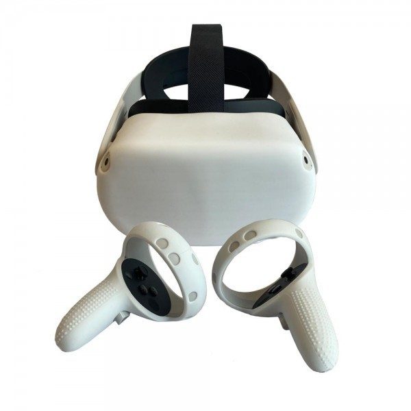Silicone protection handle and headset for Oculus Quest 2 (white)