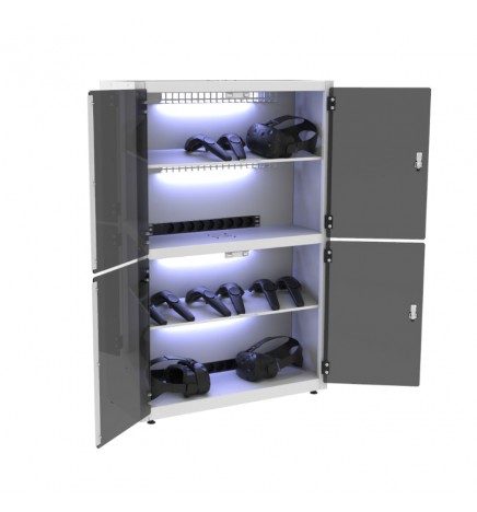 M-ASSET Charging cabinet MINI with doors open and vr accessories immersive display prices advice
