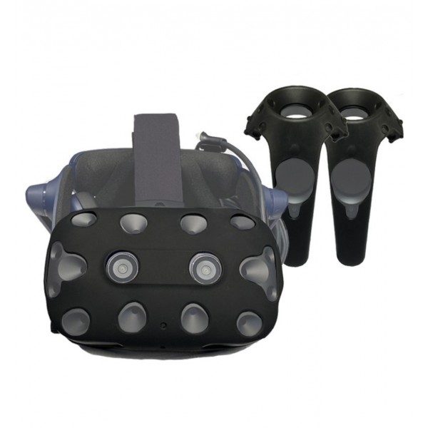 Schwarzes Schutzhüllen-Set für Helm und Controller HTC Vive Pro 1 und 2 aus Silikon von Govark SCHWARZ offizieller HTC Lieferant