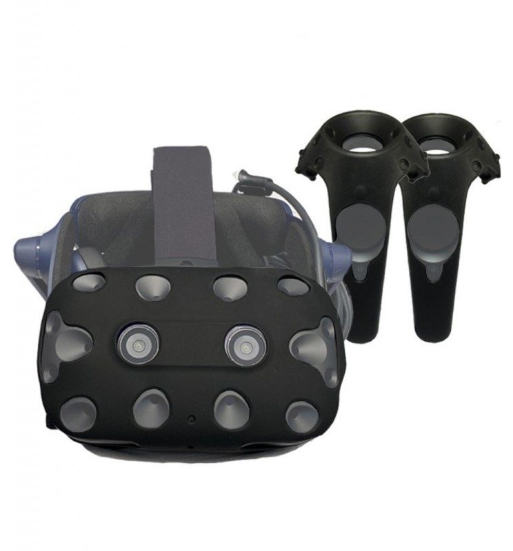 Schwarzes Schutzhüllen-Set für Helm und Controller HTC Vive Pro 1 und 2 aus Silikon von Govark SCHWARZ offizieller HTC Lieferant