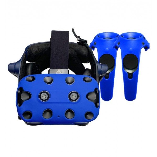 Blaues Schutzhüllen-Set für Headset und Controller HTC Vive Pro 1 und 2 aus Silikon von Govark SCHWARZ offizieller HTC Lieferant